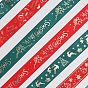 25 Yards Flat Christmas Printed Polyester Grosgrain Ribbons, Hot Stamping Ribbons