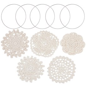 Gorgecraft Cup Mat Cotton Coaster, Crochet Cotton Lace Coasters, for Drinks Home Decoration, with Iron Linking Rings
