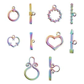 Unicraftale Vacuum Plating 304 Stainless Steel Toggle Clasps, Mixed Shapes