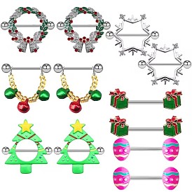 Рождественская/пасхальная тема 316l хирургические кольца для сосков из нержавеющей стали, цвет нержавеющей стали