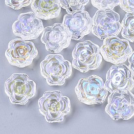 Transparent Glass Beads, AB Color Plated, Flower
