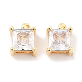 Brass with Clear Cubic Zirconia Charms, Square Charms