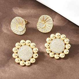 Серьги-гвоздики из латунного микро-паве, долговечный, реальный 18 k позолоченный