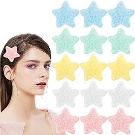 Candy Color Star Plush Cloth Alligator Hair Clips, Hair Accessories for Woman Girls