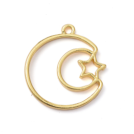 Zinc Alloy Pendants, Open Back Bezel, for DIY UV Resin, Epoxy Resin, Pressed Flower Jewelry, Moon & Star