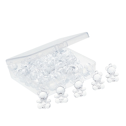 Transparent Faceted Acrylic Pendants, Bear
