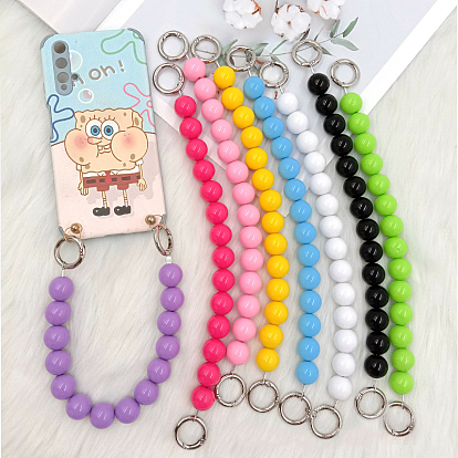 Plastic Phone Case Chain Beaded Strap, Short Handbag Chain Strap, with Spring Rings, for DIY Phone Case and Bag Accessories
