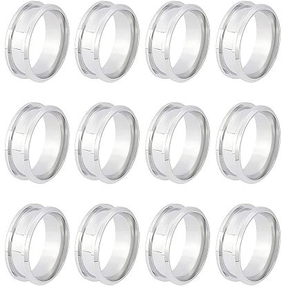 12шт 201 кольца для пальцев с канавками из нержавеющей стали, кольцевой сердечник, для изготовления инкрустации