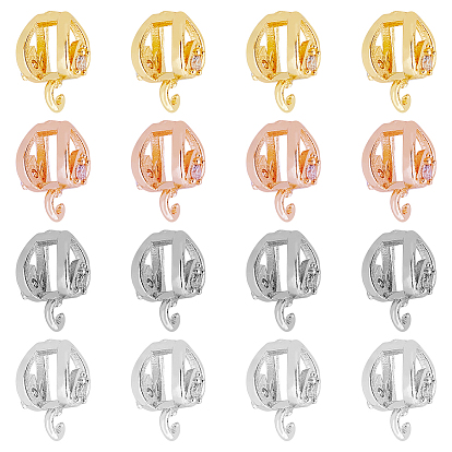 16 шт. 4 цвета стойка покрытие латунь микропаве кубический цирконий подвесные звенья, трубные поручители, без кадмия и без свинца, долговечный