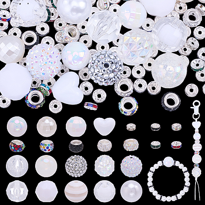 DIY Beads Findings Kits, including Acrylic Beads, Resin Beads, Polymer Clay Rhinestone European Beads, Brass Beads