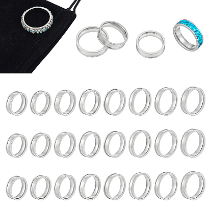 24шт 8 размер 201 настройки кольца для пальцев с канавкой из нержавеющей стали, кольцевой сердечник, для изготовления инкрустации