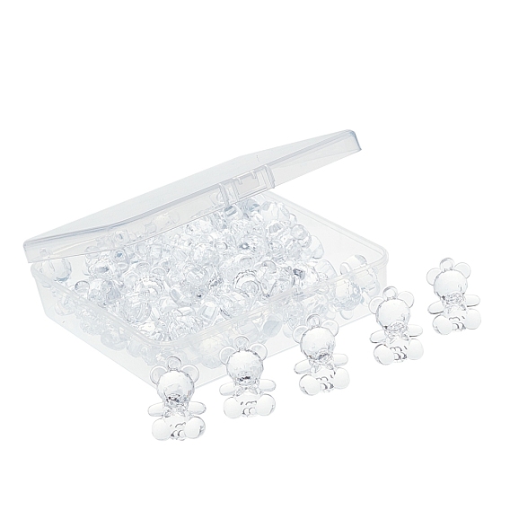 Transparent Faceted Acrylic Pendants, Bear