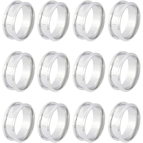 12шт 201 кольца для пальцев с канавками из нержавеющей стали, кольцевой сердечник, для изготовления инкрустации