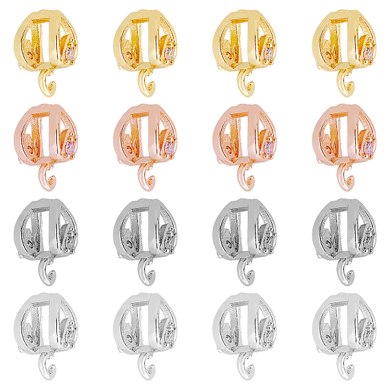 16 шт. 4 цвета стойка покрытие латунь микропаве кубический цирконий подвесные звенья, трубные поручители, без кадмия и без свинца, долговечный