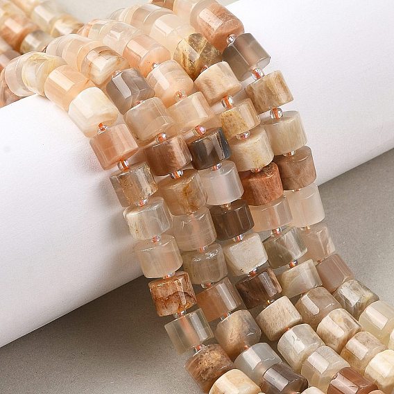 Нити из натуральных бусин из нескольких лунных камней, колонка, с бисером