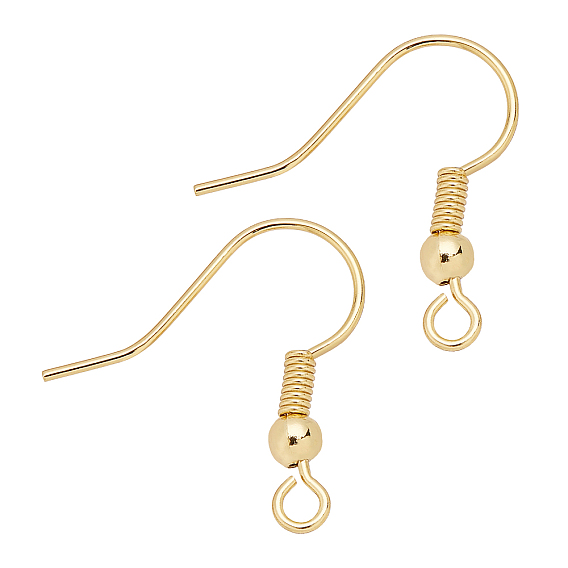 Brass Earring Hooks, Ear Wire, with Horizontal Loop, Cadmium Free & Nickel Free & Lead Free