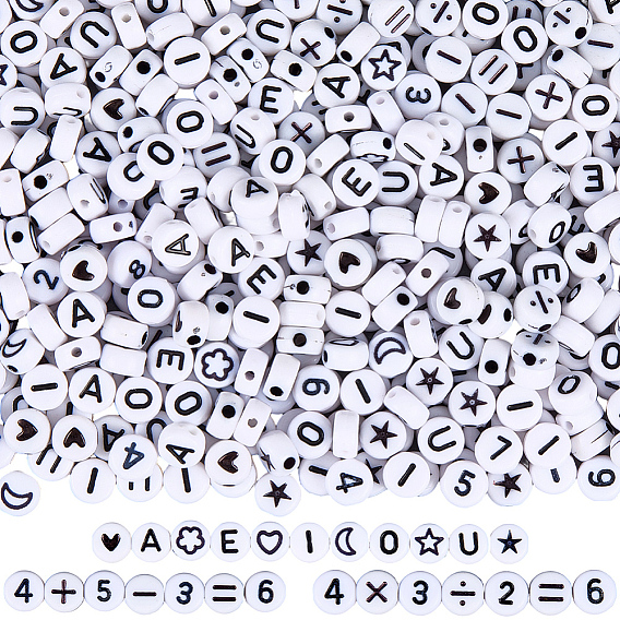 1400 шт. 10 стили акриловые бусины с горизонтальными отверстиями, плоско-круглые