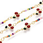 Латунные эмалевые цепочки из вишневых звеньев, с бисером, пайки, без кадмия, без никеля и без свинца, с катушкой, реальный 18 k позолоченный
