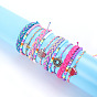 Colorful Candy Beaded Bracelet Set with Alloy Pendants - 3 Piece Jewelry Collection