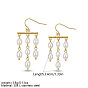 Boucles d'oreilles chandelier à pampilles ovales en acier inoxydable et perles de plastique, style chandelier, pour femmes