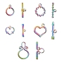 PVD Vacuum Plating 304 Stainless Steel Toggle Clasps, Mixed Shapes