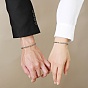 2Pcs 2 Color Stainless Steel Braided Bead Bracelets Set, I Love You Matching Couple Bracelets with Magnet Clasp