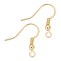 Brass Earring Hooks, Ear Wire, with Horizontal Loop, Cadmium Free & Nickel Free & Lead Free