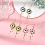304 Stainless Steel with Glass Beads Dangle Earrings, Flower, Natural Mixed Gemstone and Synthetic Malachite Beads Dangle Earrings