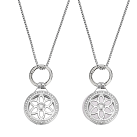 Наборы для изготовления ожерелий своими руками, включая брелоки-ключницы с плоскими круглыми стразами из сплава и цепочки из нержавеющей стали.