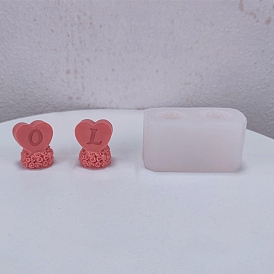 Valentine's Day Theme DIY Candle Food Grade Silicone Molds, Handmade Soap Mold, Mousse Chocolate Cake Mold, Heart with Word L & O