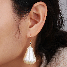 Chic Handmade Geometric Pearl Earrings with Waterdrop Design