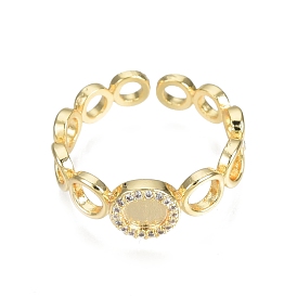 Кольцо из прозрачного кубического циркония с открытой манжетой, латунное полое кольцо для женщин, без никеля 