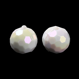 Perles acryliques arc-en-ciel plaquées couleur ab, facette, ronde