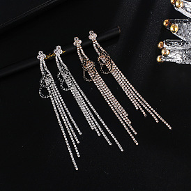Sparkling Diamond Tassel Chain Earrings - Chic and Minimalist Ear Accessories