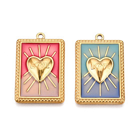 Ионное покрытие (ip) 304 подвески из нержавеющей стали, с эмалью, подвески в форме прямоугольника и сердца, реальный 18 k позолоченный