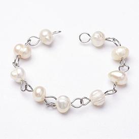 Chaînes de perles à la main perle, non soudée, pour des colliers ou des bracelets de décision, avec 304 accessoires en acier inoxydable