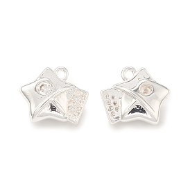 Brass Micro Pave Cubic Zirconia Star Charms, Meteor Charm