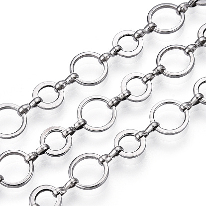 661 Stainless Steel Mother-son Chains, Unwelded, with Spool