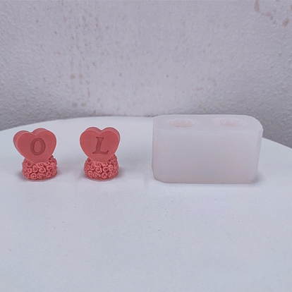 Valentine's Day Theme DIY Candle Food Grade Silicone Molds, Handmade Soap Mold, Mousse Chocolate Cake Mold, Heart with Word L & O