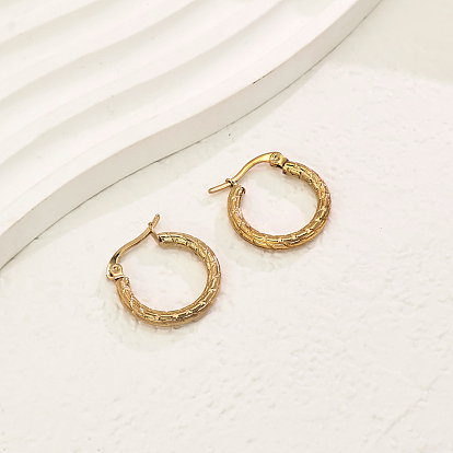 Элегантные винтажные 201 серьги-кольца из нержавеющей стали с текстурой