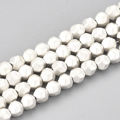 Electroplate Non-magnetic Synthetic Hematite Beads Strands, Matte Style, Faceted, Round