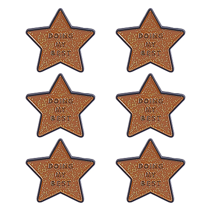 6Pcs Star with Word Doing My Best Enamel Pins, Alloy Lapel Pin Backs for Backpack Clothes