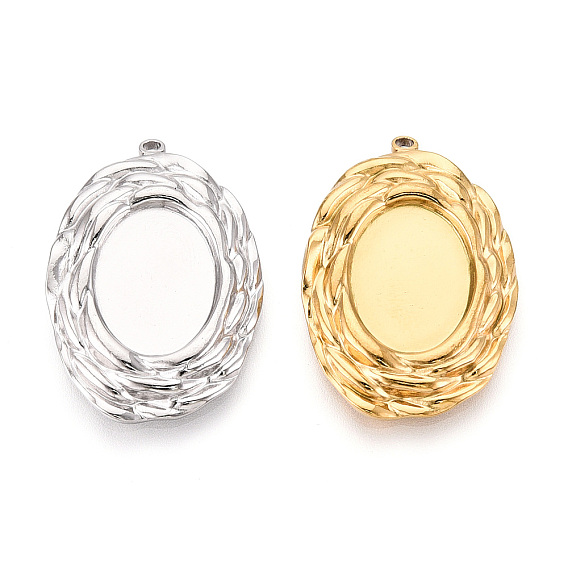 304 Настройки кабошон из нержавеющей стали кулон, ионное покрытие (ip), овальные