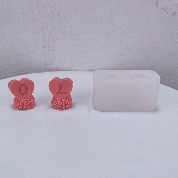 Moules en silicone de qualité alimentaire pour bougies, thème de la saint-valentin, bricolage, moule à savon artisanal, moule à gâteau mousse au chocolat, coeur avec le mot l & o