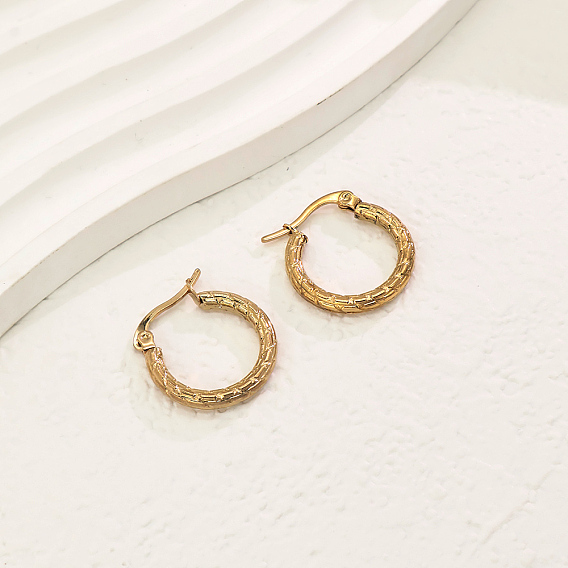 Элегантные винтажные 201 серьги-кольца из нержавеющей стали с текстурой