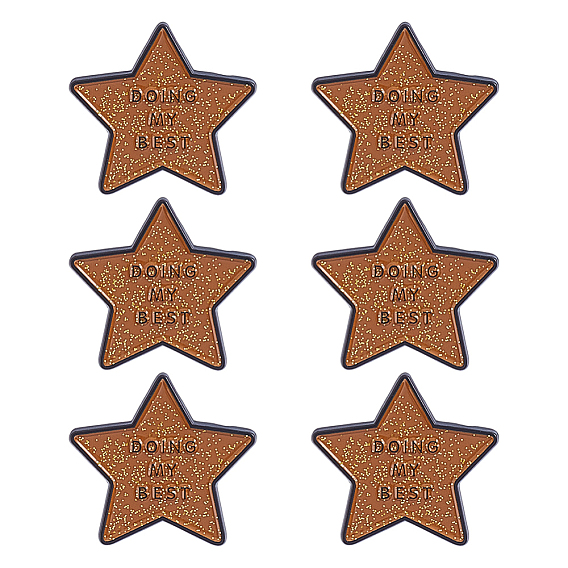 6Pcs Star with Word Doing My Best Enamel Pins, Alloy Lapel Pin Backs for Backpack Clothes