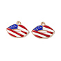 American Flag Style Alloy Enamel Pendants, Light Gold, Lip Charm