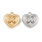 Charms de aleación, Corazón con dijes de cuerda retorcida, chapado en rack, sin plomo y cadmio