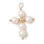 Подвески из натурального пресноводного жемчуга, с медной проволокой, крестик