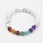 Gemstone Beaded Stretch Bracelets, with Alloy Spacer Beads